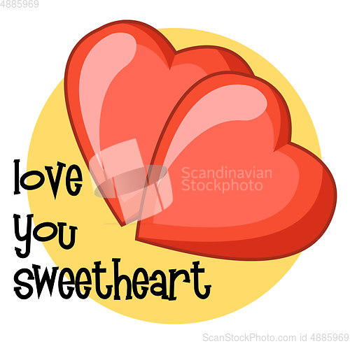 Image of Two Heart symbols, vector color illustration.