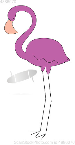 Image of Sad little pink flamingo illustration vector on white background
