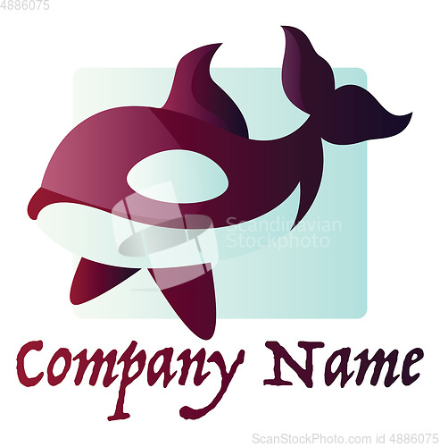 Image of Minimalistic purple whale with blue rectangle vector logo design