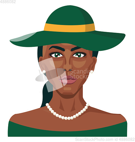 Image of African girl wearing green hat illustration vector on white back