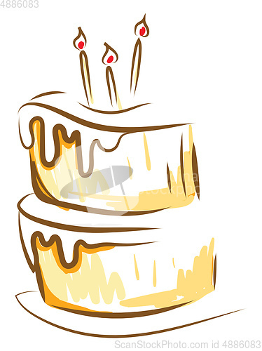 Image of Painting of a beautiful cake with layers of vanilla and glowing 