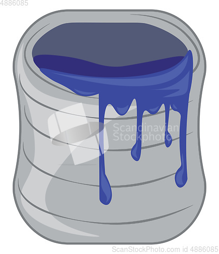 Image of A paint container holding blue color paint vector color drawing 