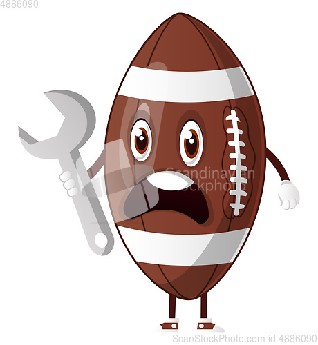 Image of Rugby bal holding french keyl, illustration, vector on white bac