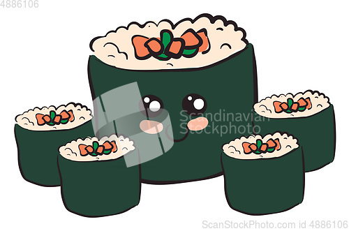 Image of A plate of Japanese Sushi vector or color illustration