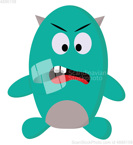 Image of A green monster, vector color illustration.