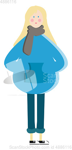 Image of A girl in fashionable dress vector or color illustration