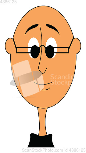 Image of Cartoon bald man with glasses vector illustrations on white back