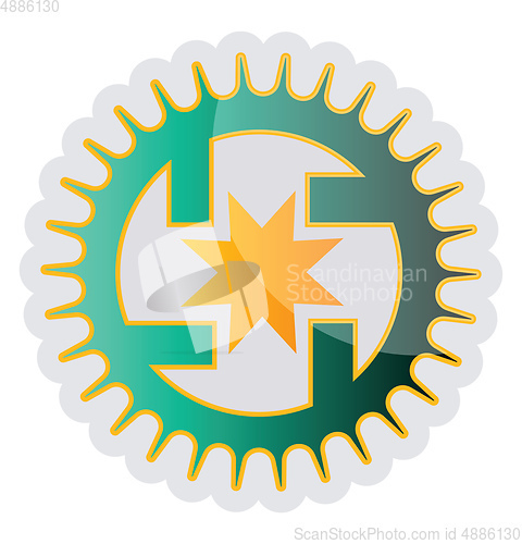 Image of Green and yellow Seicho NO IE symbol vector illustration on a wh