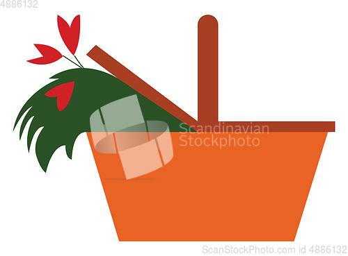 Image of A bag full of flowers and green leafs vector or color illustrati