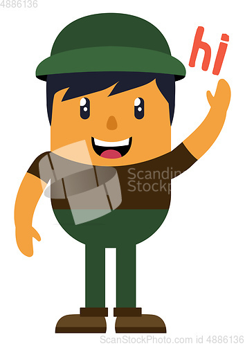 Image of Man with green hat, illustration, vector on white background.