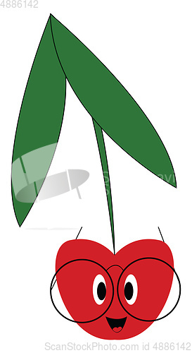 Image of Cute cherry with glasses vector illustration 