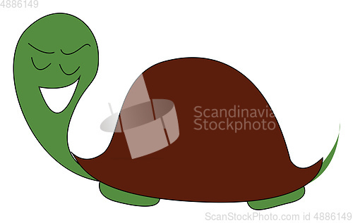 Image of Clipart of a smiling green turtle vector or color illustration