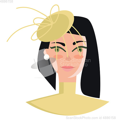Image of A lady in an elegant yellow dress and matching head gear vector 