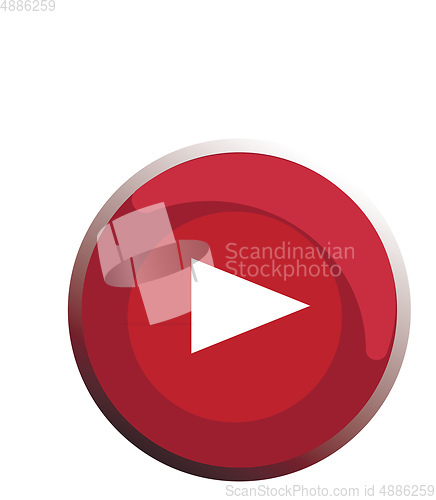 Image of Clipart of a red push button with a play sign vector color drawi