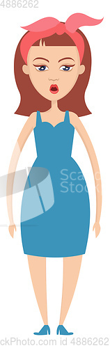 Image of Girl with pink bow illustration vector on white background