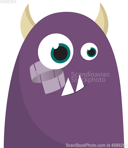 Image of A purple monster with horns vector or color illustration