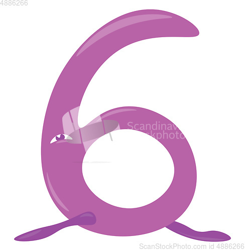 Image of Animal shaped numerical number six vector or color illustration