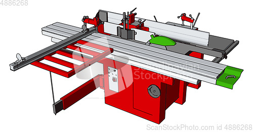 Image of 3D vector illustration of an industrial power press machine whit