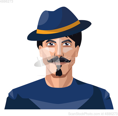 Image of Guy wearing a blue hat and shirt illustration vector on white ba