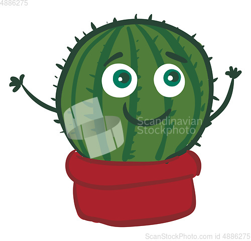 Image of Happy cactus vector or color illustration