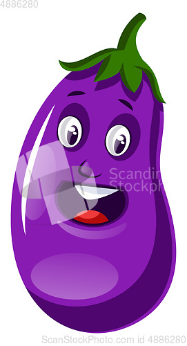 Image of Surprised brinjal illustration vector on white background