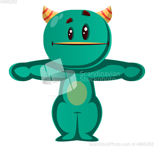 Image of Green monster working out vector illustration