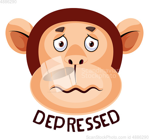 Image of Monkey is feeling depressed, illustration, vector on white backg