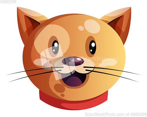 Image of Smiling cartoon orange cat vector illustartion on white backgrou