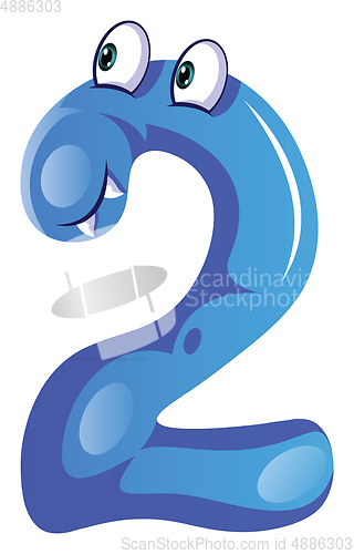 Image of Blue monster in number two shape illustration vector on white ba