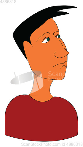 Image of A boy in a red shirt, vector color illustration.