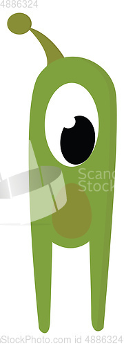 Image of long green monster vector or color illustration