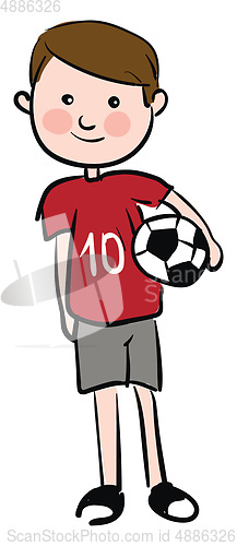 Image of A boy carrying a football looks cute vector or color illustratio
