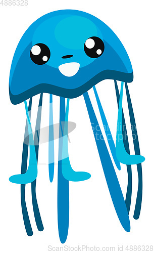 Image of Jellyfish with tentacles vector or color illustration
