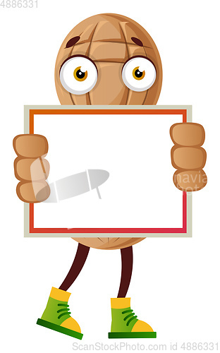 Image of Peanut holding white panel, illustration, vector on white backgr