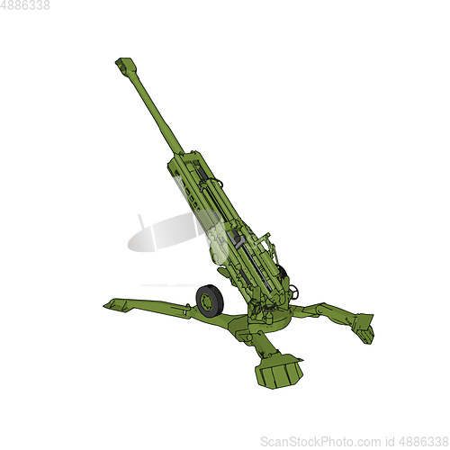 Image of 3D vector illustration of a military surface-to-air missile laun