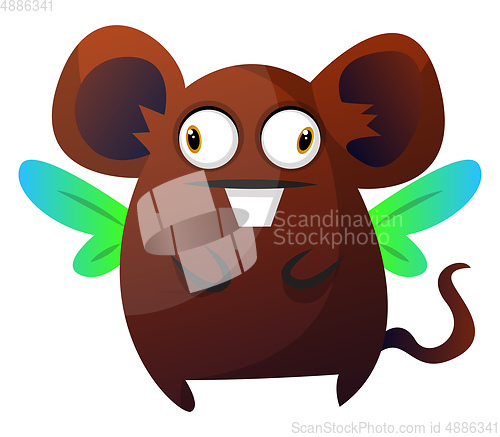 Image of Brown rat monster with wings illustration vector on white backgr