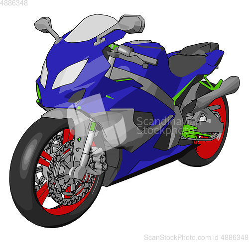 Image of 3D vector illustration on white background of a colorful  motorc