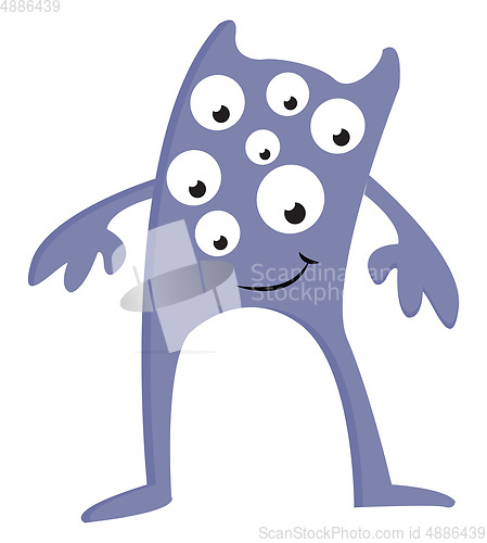 Image of Light purple monster with many eyes and long legs vector illustr