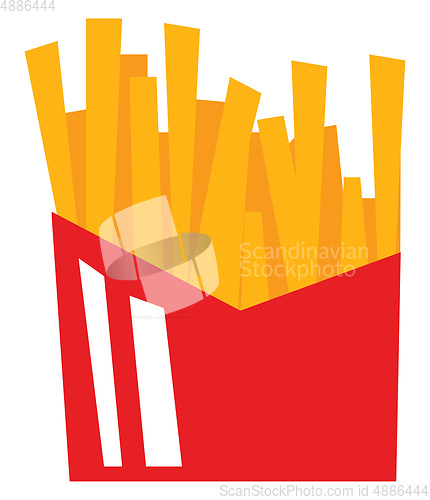 Image of A red box of french fries vector or color illustration