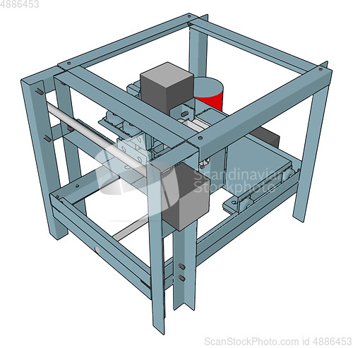 Image of Vector illustration of a cnc machine on white background