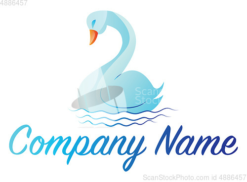 Image of Light blue swan simple logo vector illustration on a white backg