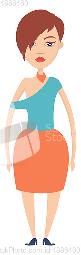 Image of Girl with blue shoes illustration vector on white background