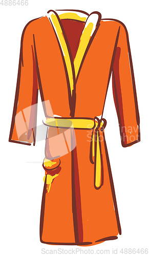 Image of A showcase orange-colored bathrobe over white background vector 