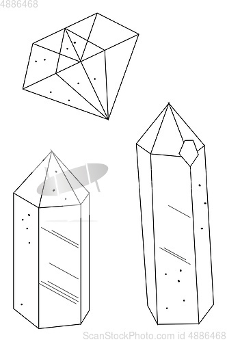 Image of Geometric representation of crystals in black and white vector o