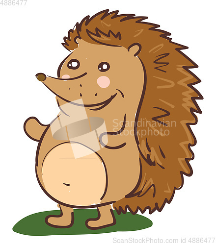 Image of Happy and smiling brown-colored hedgehog vector or color illustr