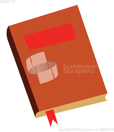 Image of An orange book with a book mark and a label on the cover vector 