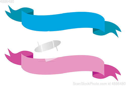 Image of Pink and blue ribbon vector or color illustration