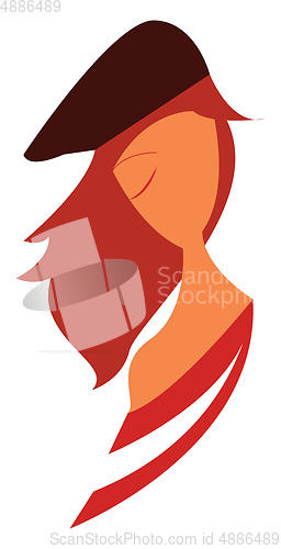 Image of Girl with orange hair vector or color illustration