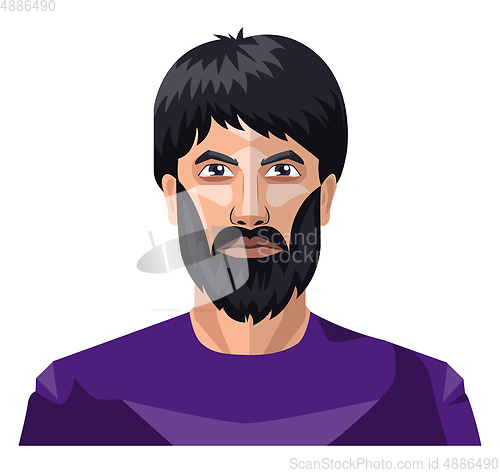 Image of Man with a beard and long black hair illustration vector on whit
