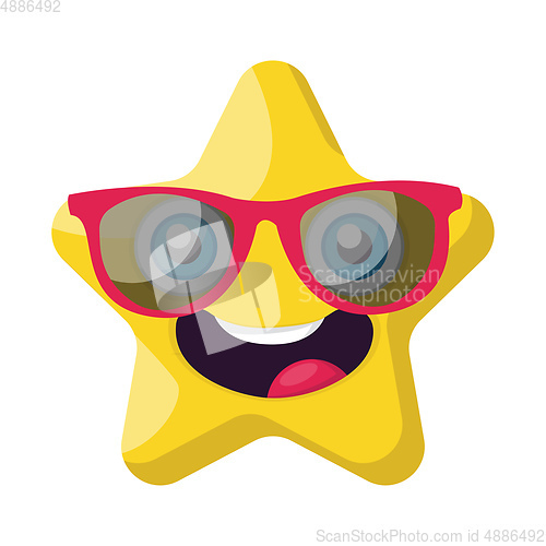 Image of Cute yellow star emoji with pink sunglasses vector illustration 